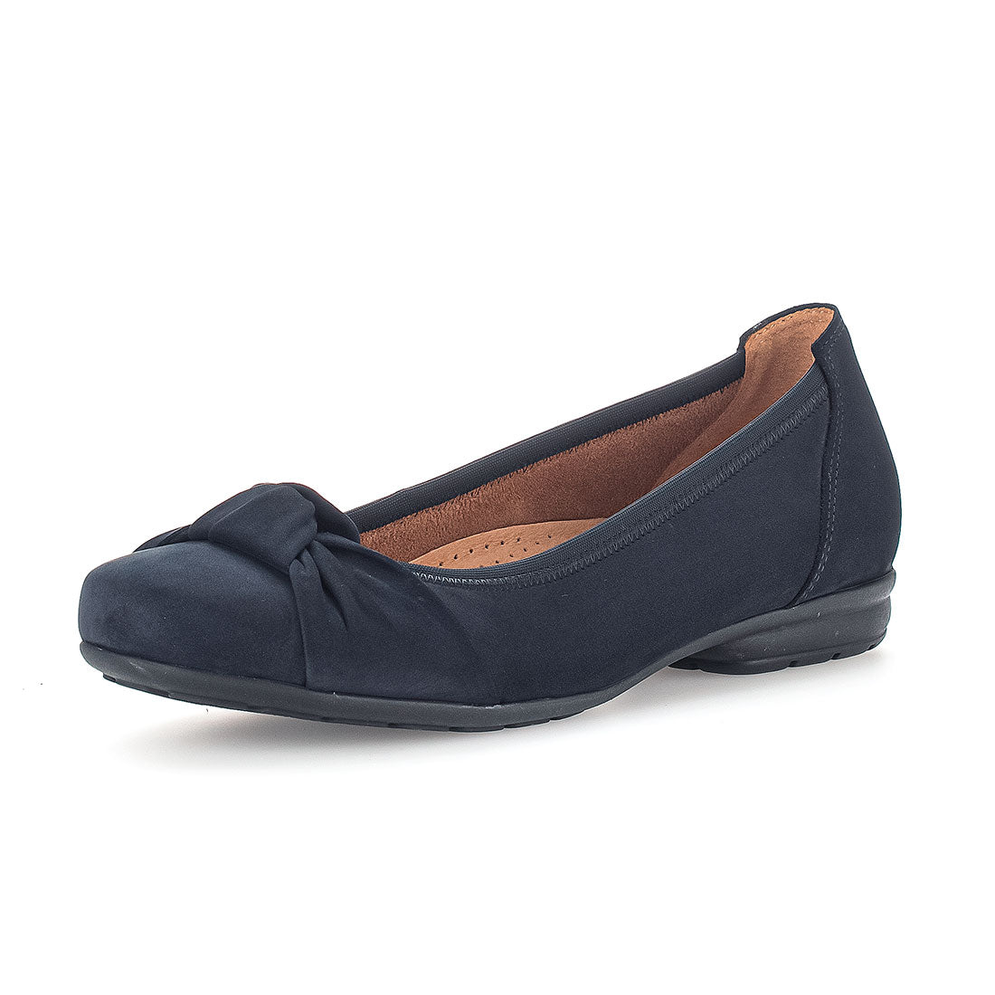 GABOR Blue nubuck ballerina with knot,