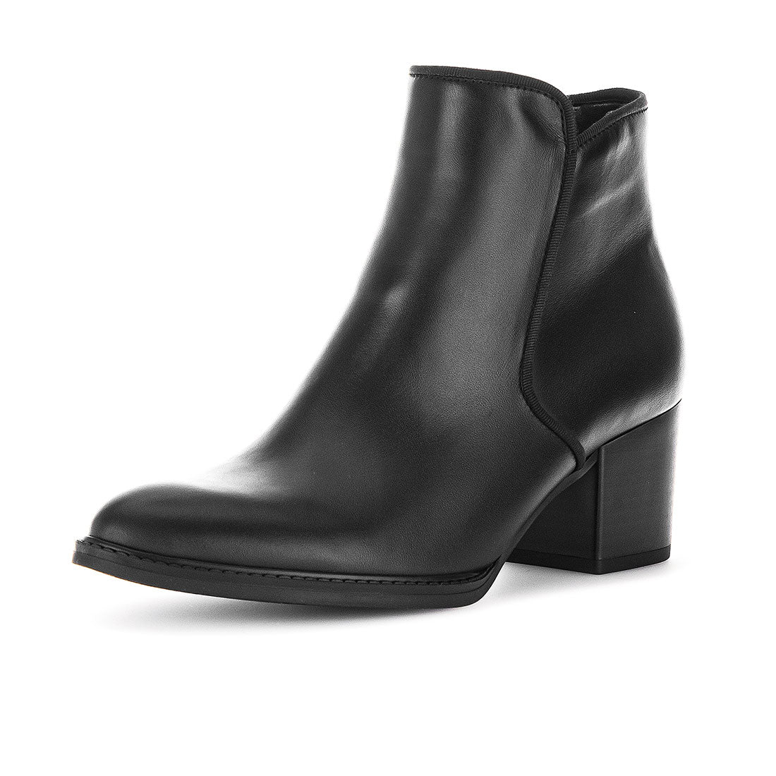 GABOR Black leather short boot with pointed toe,
