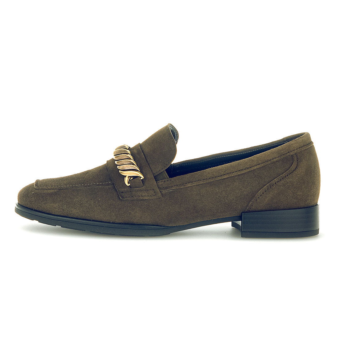 GABOR Olive green suede loafer with bit,