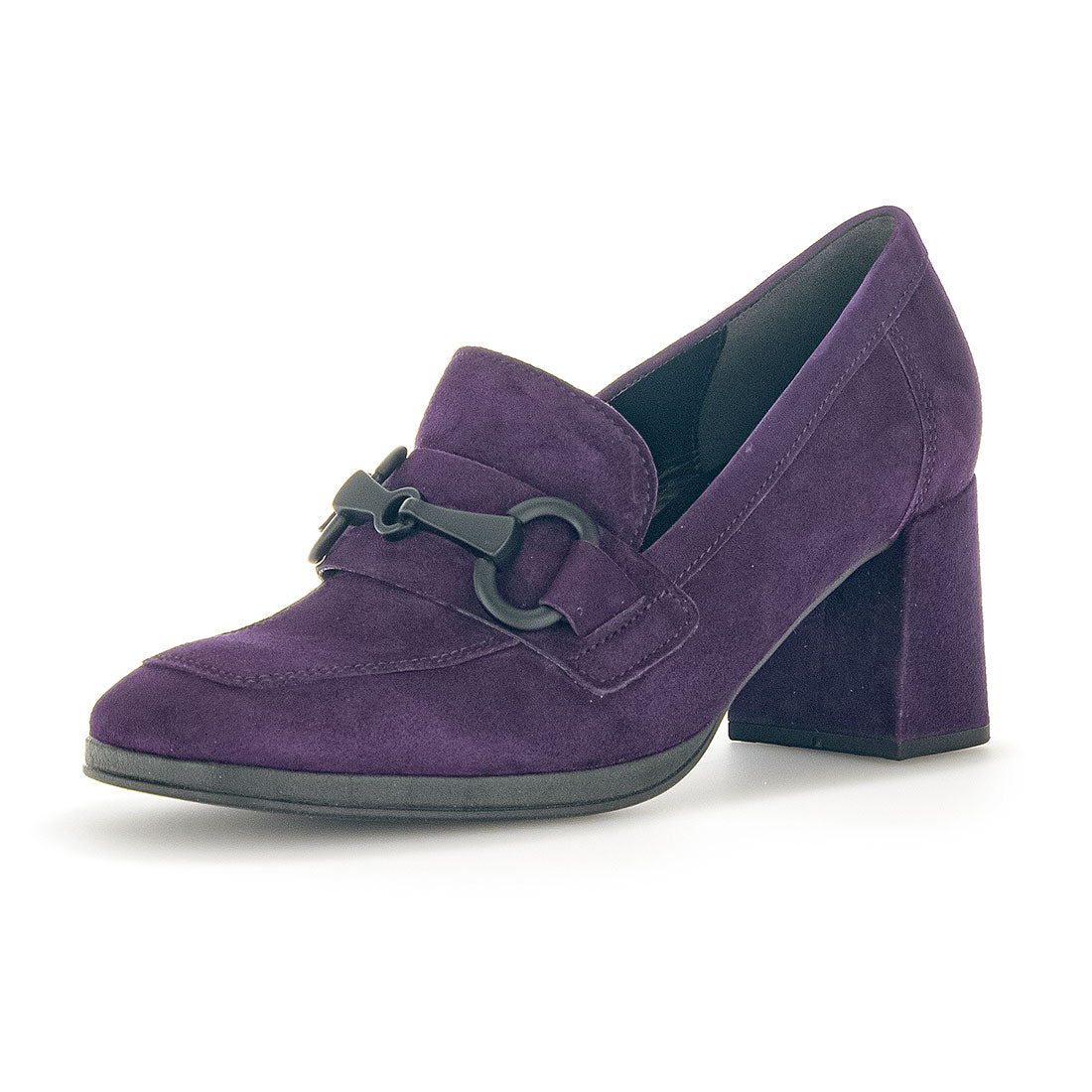 GABOR Purple suede loafer with black bit,