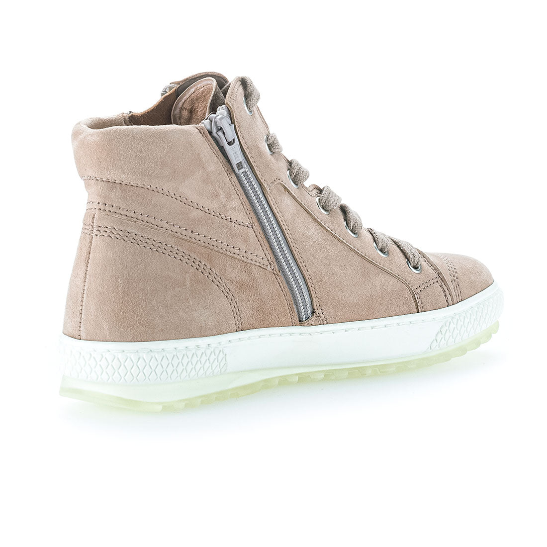 GABOR Sand nubuck boot with laces + zipper,