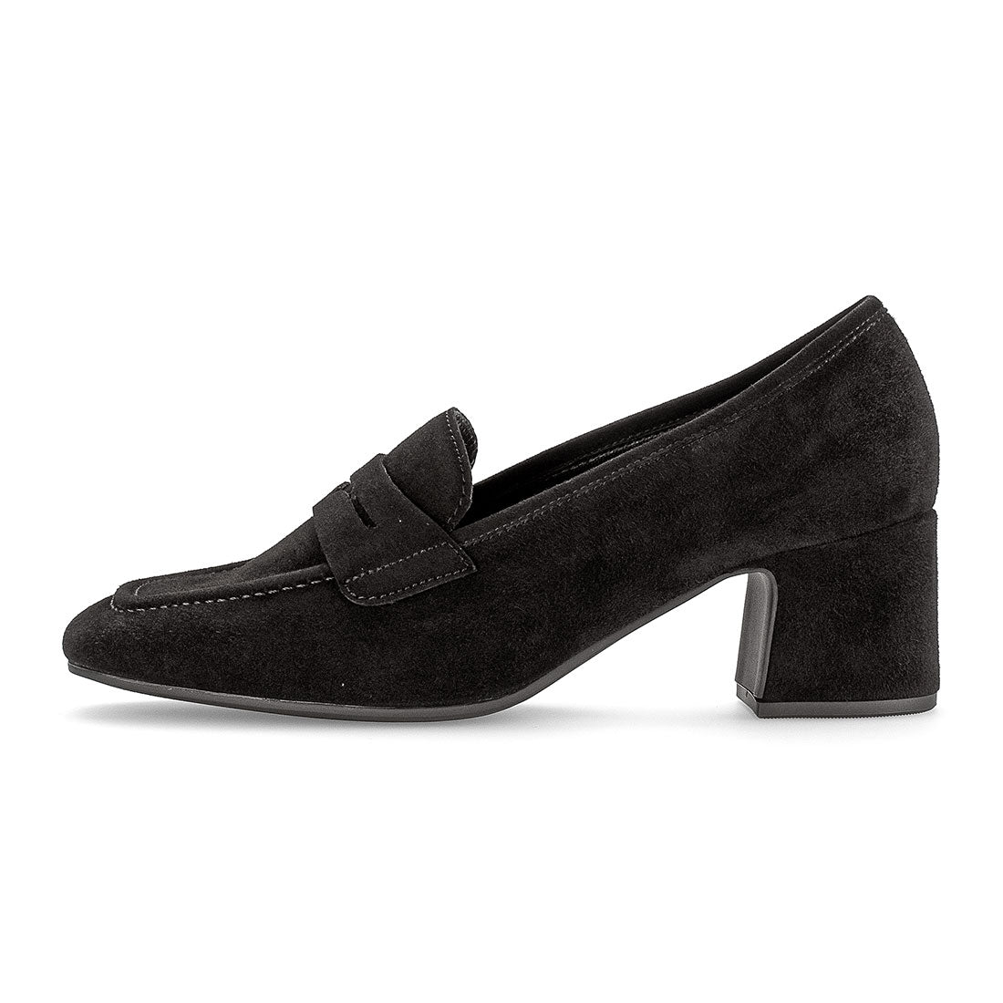 GABOR black suede loafer with heel,