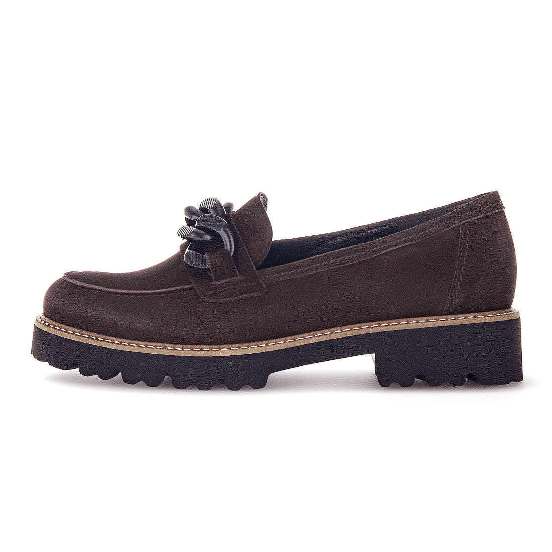 GABOR Chocolate suede loafer with bite,