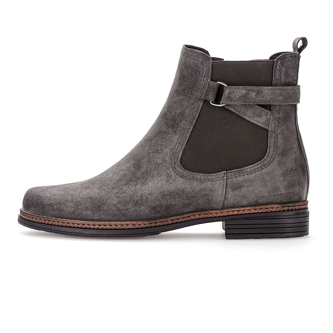 GABOR Gray suede boot w. elastic + zipper,