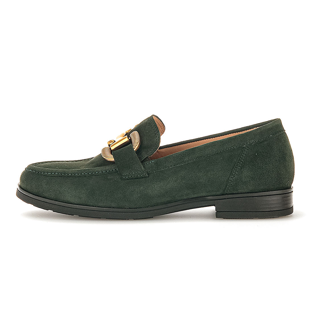 GABOR Green suede loafer with gold bit,