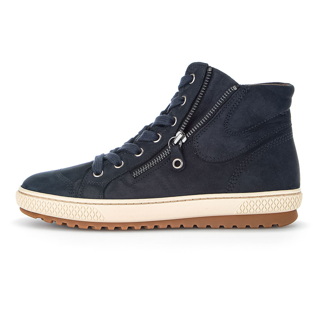GABOR Blue nubuck high sneaker lace + zipper,