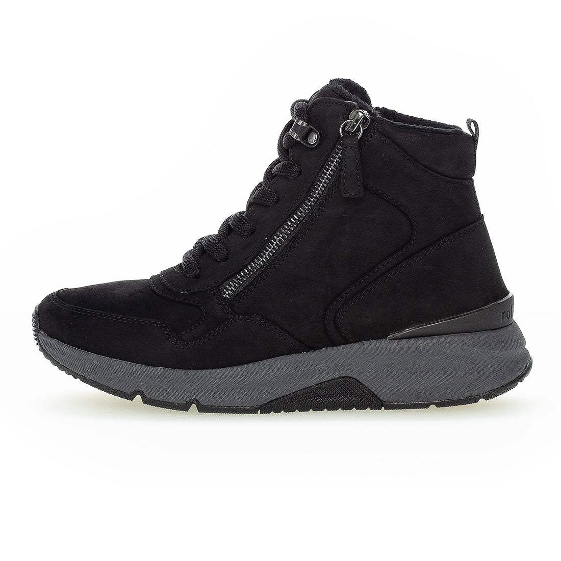 ROLLINGSOFT Black suede boot lace + zipper,