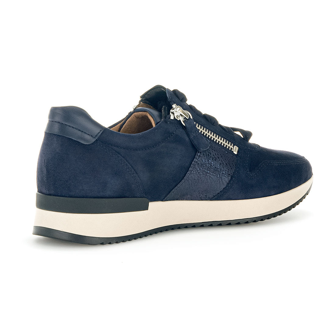 GABOR Blue suede sneaker zipper + lace,