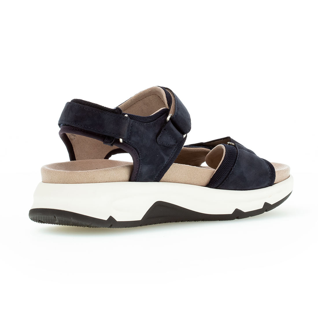 ROLLINGSOFT Blue nubuck sandal with Velcro straps,