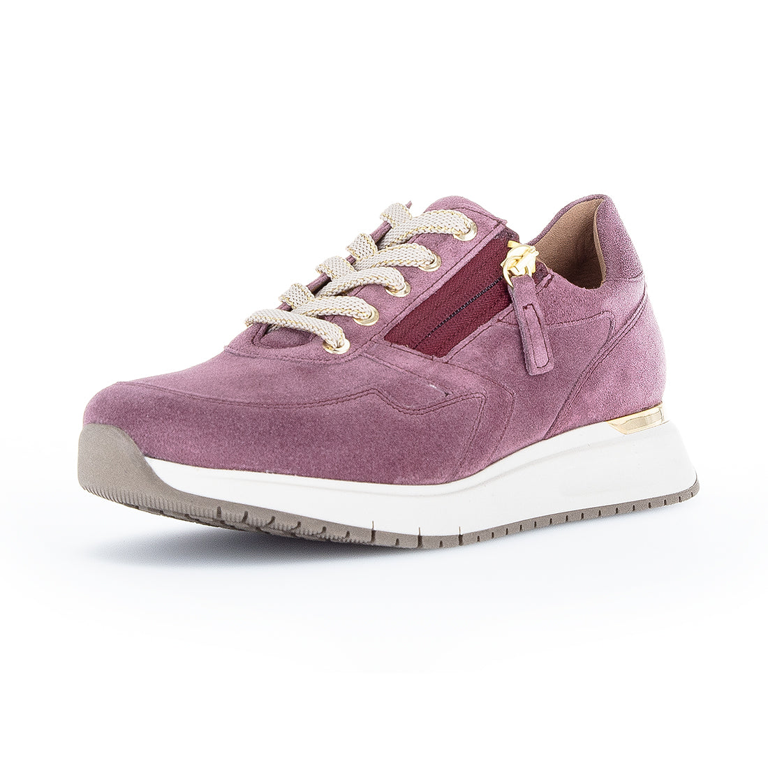 GABOR Dark pink sneaker with laces and zipper,