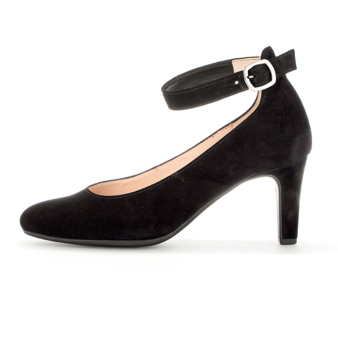 GABOR Black suede pump with ankle strap,