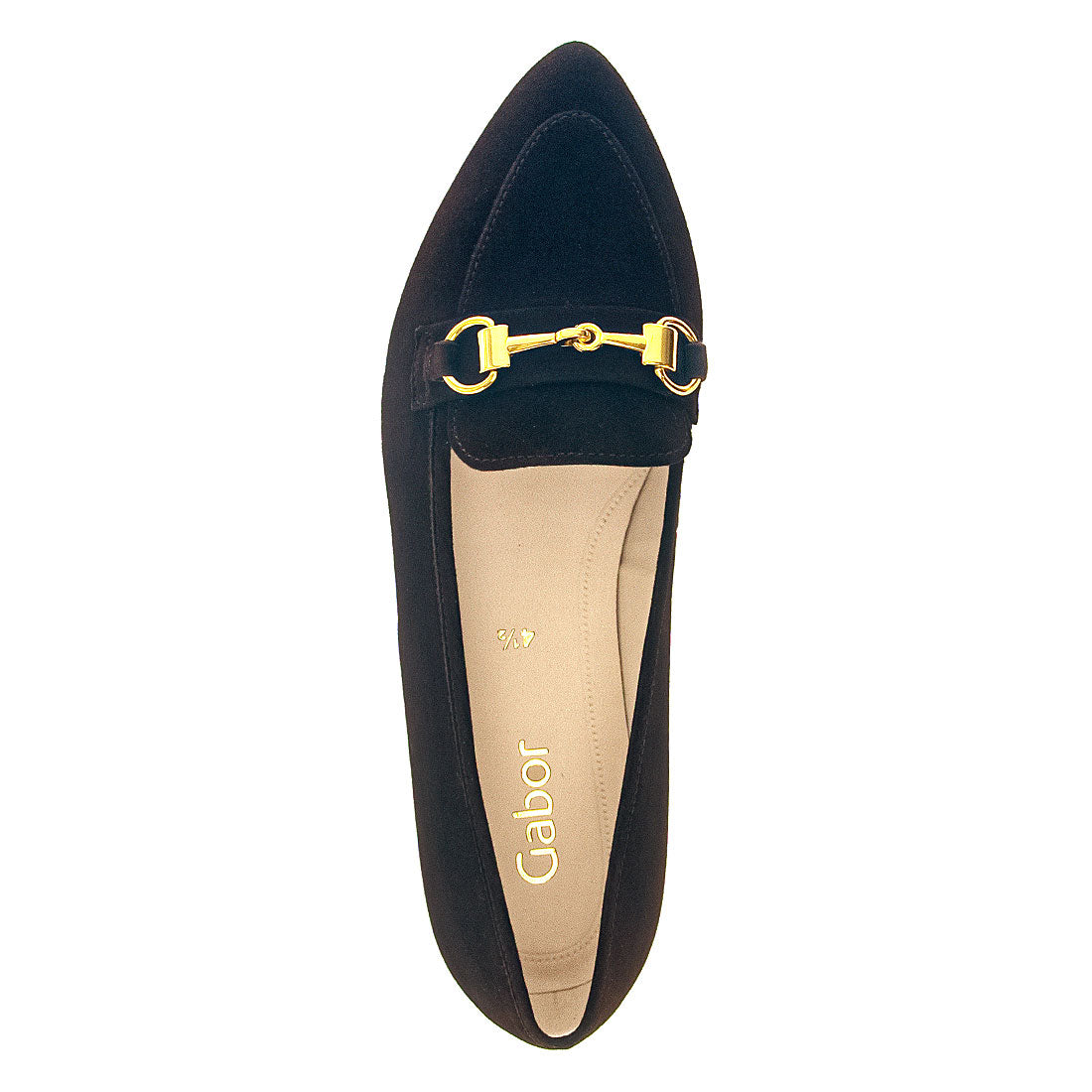 GABOR Brown suede loafer with gold bit,