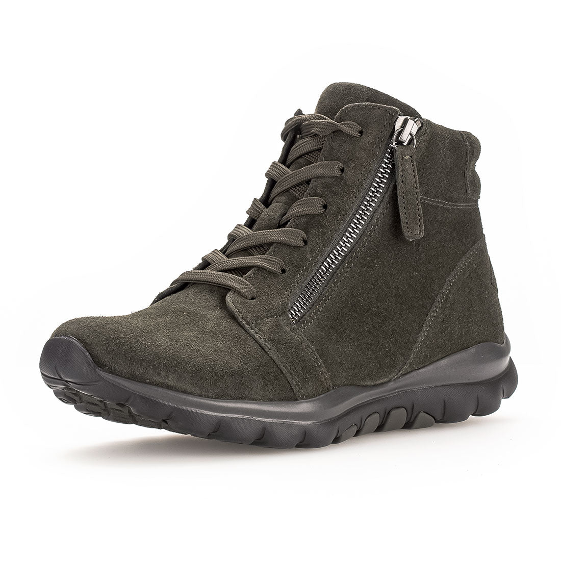 ROLLINGSOFT Dark green suede with lace + zip,