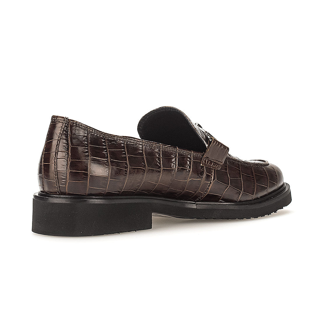 GABOR Brown embossed leather loafer,