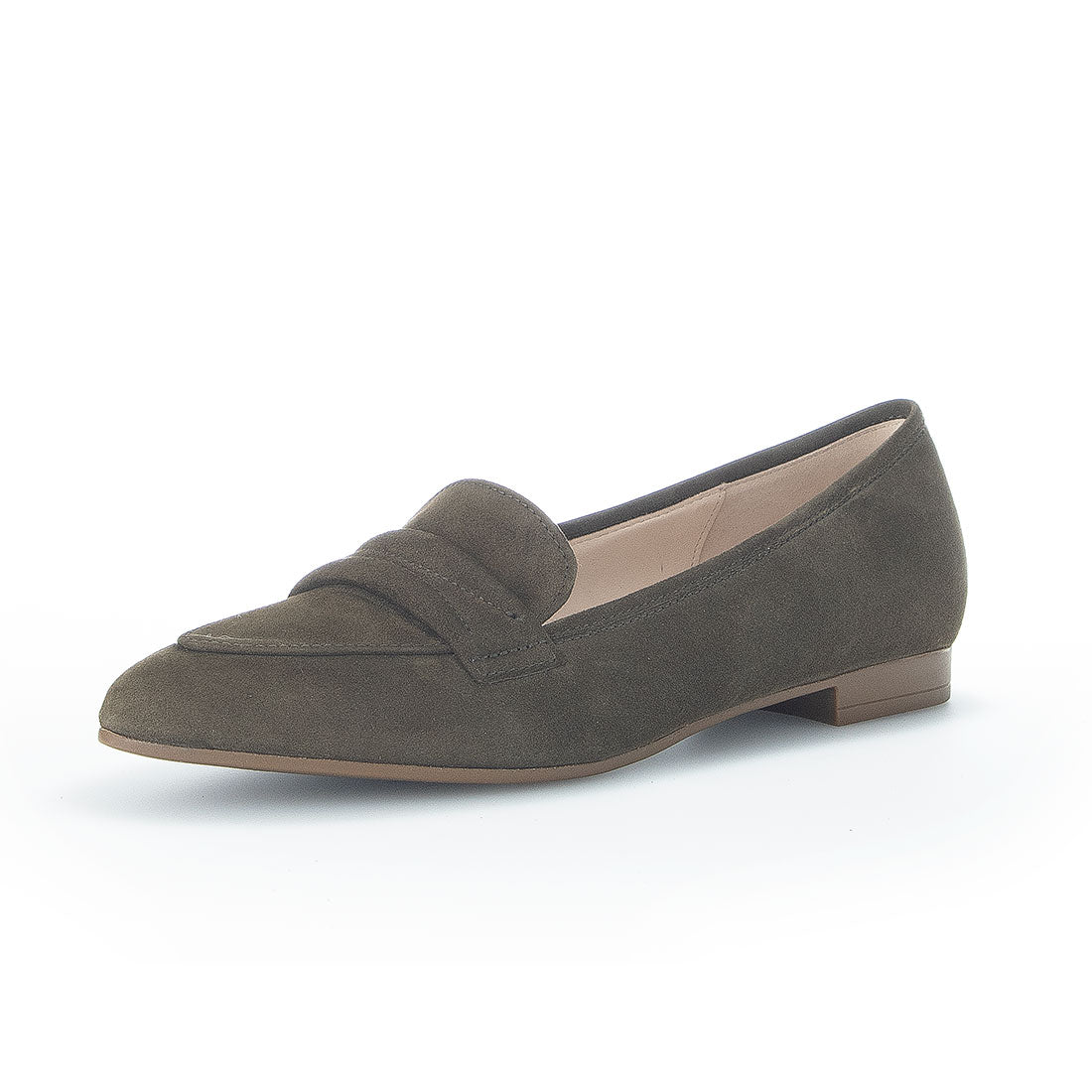 GABOR Olive green suede loafer pointed toe,
