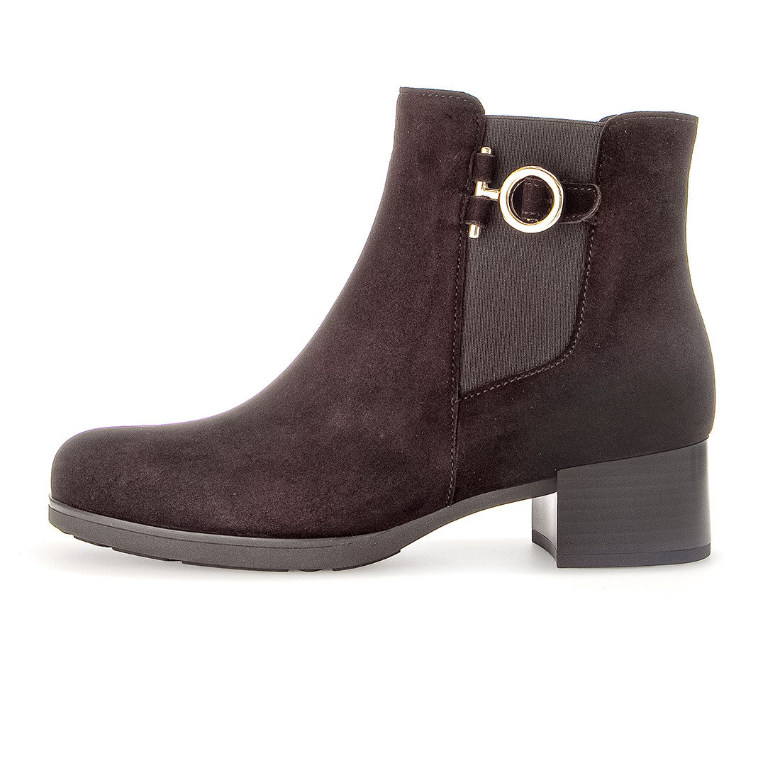GABOR Chocolate suede boot with elastic,