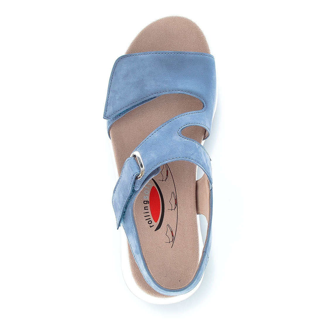 ROLLINGSOFT sky blue nubuck sandal with velcro,