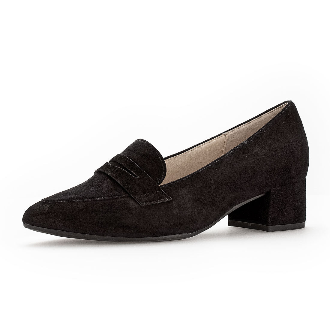 GABOR Black suede loafer with heel,