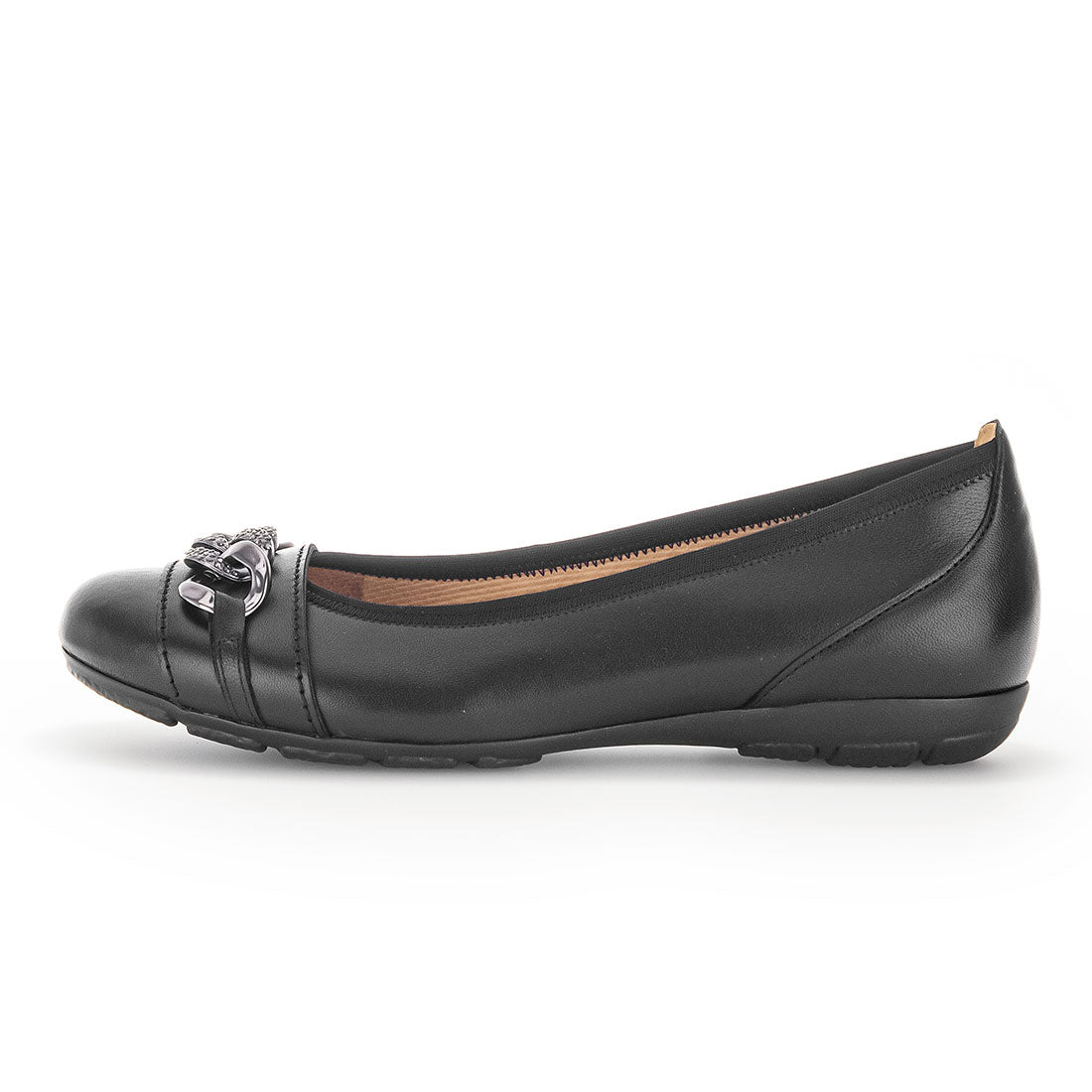 GABOR Black leather with decorative chain in front,