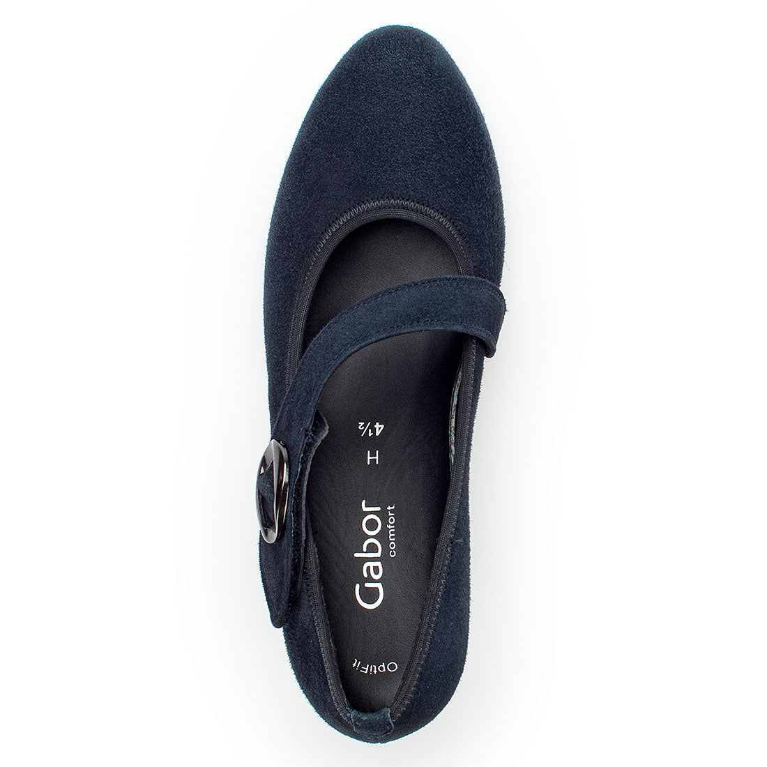 GABOR Blue suede pump with Velcro strap,