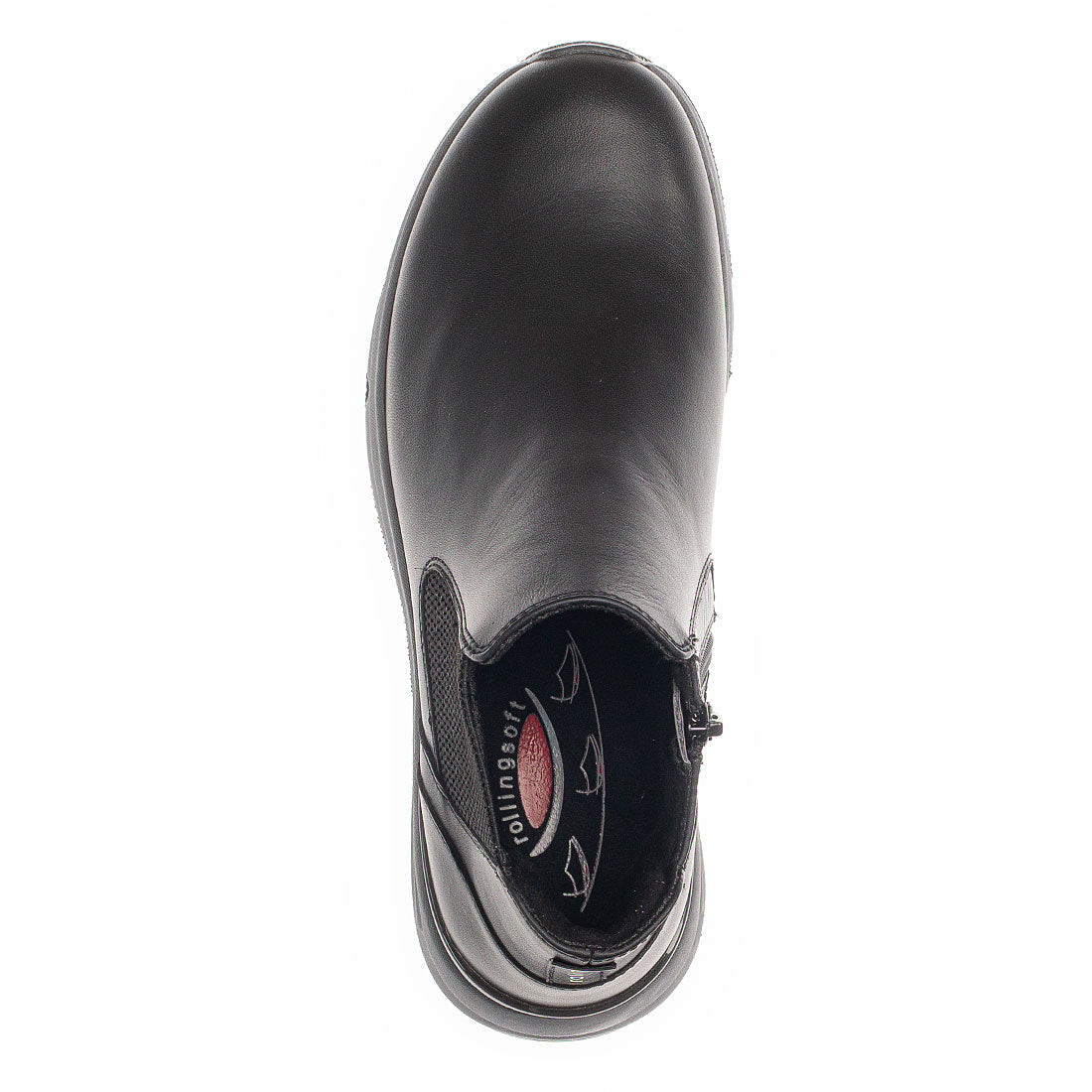 ROLLINGSOFT Black leather boot with elastic + zip,