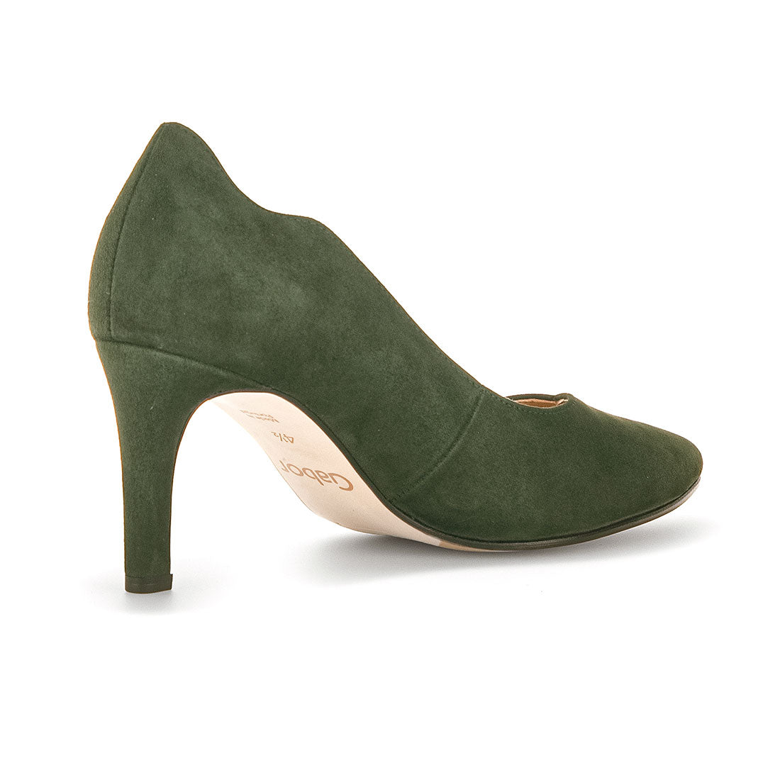 GABOR green suede pump with stiletto heel,