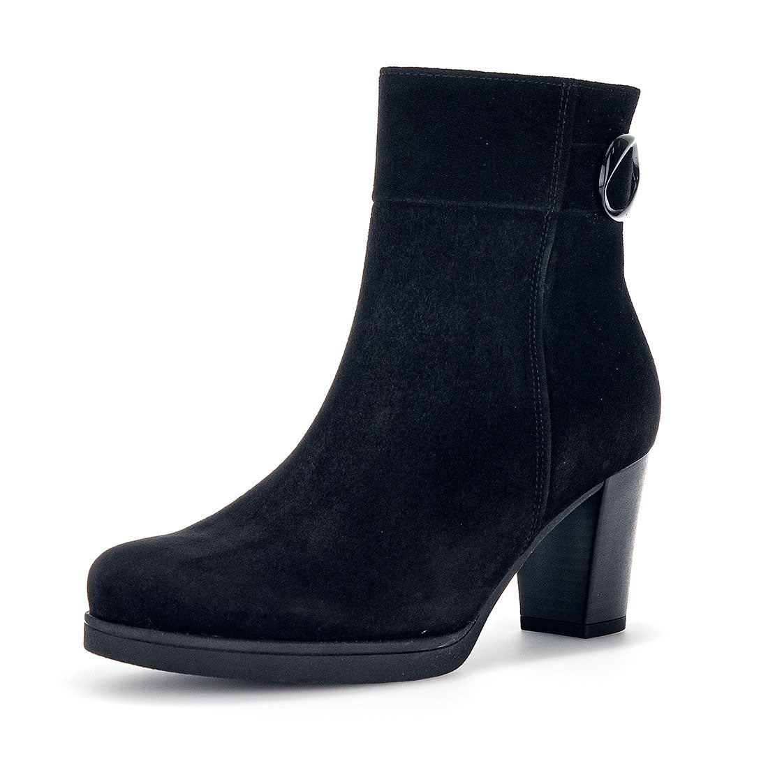GABOR Black suede boot with decorative buckle,