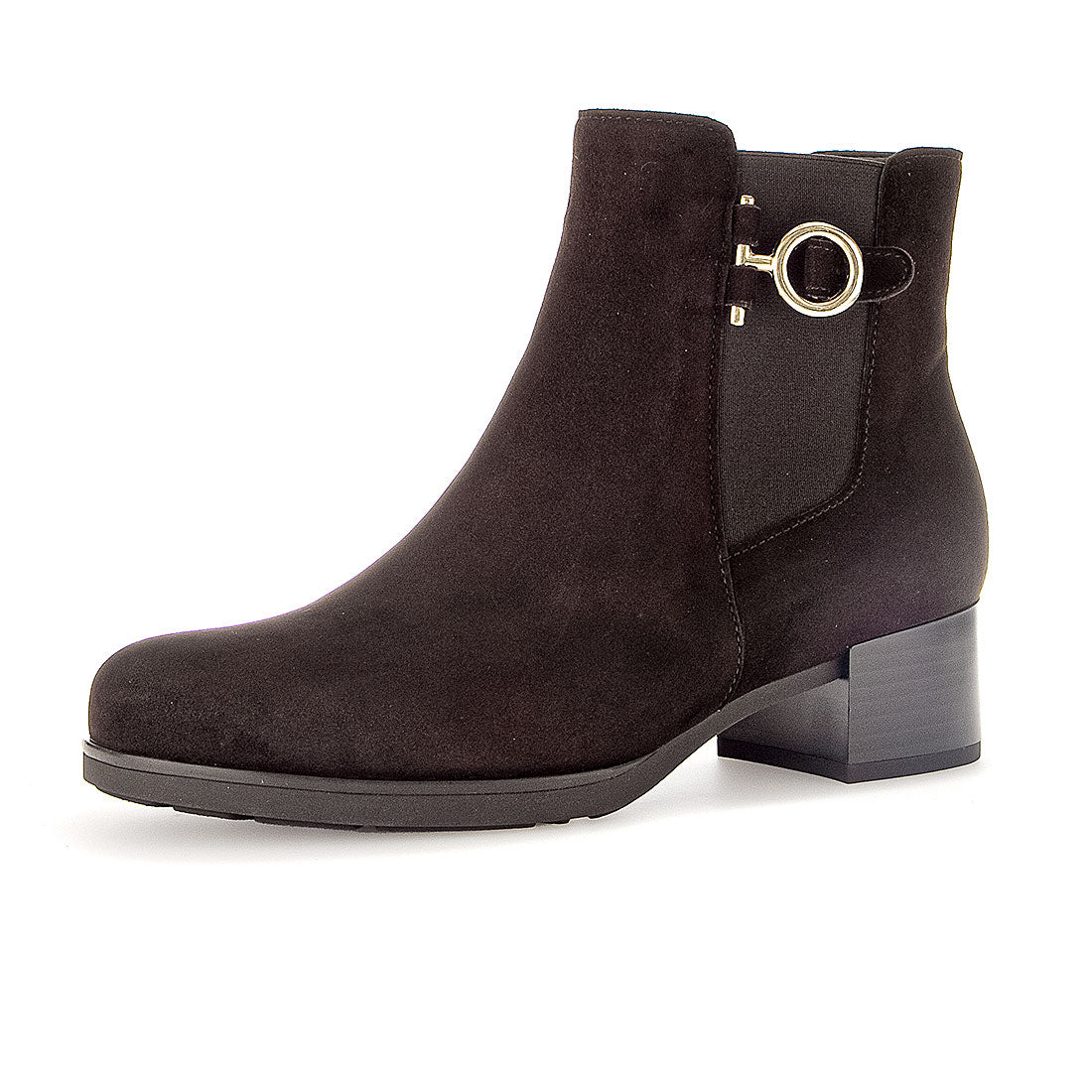 GABOR Chocolate suede boot with elastic,