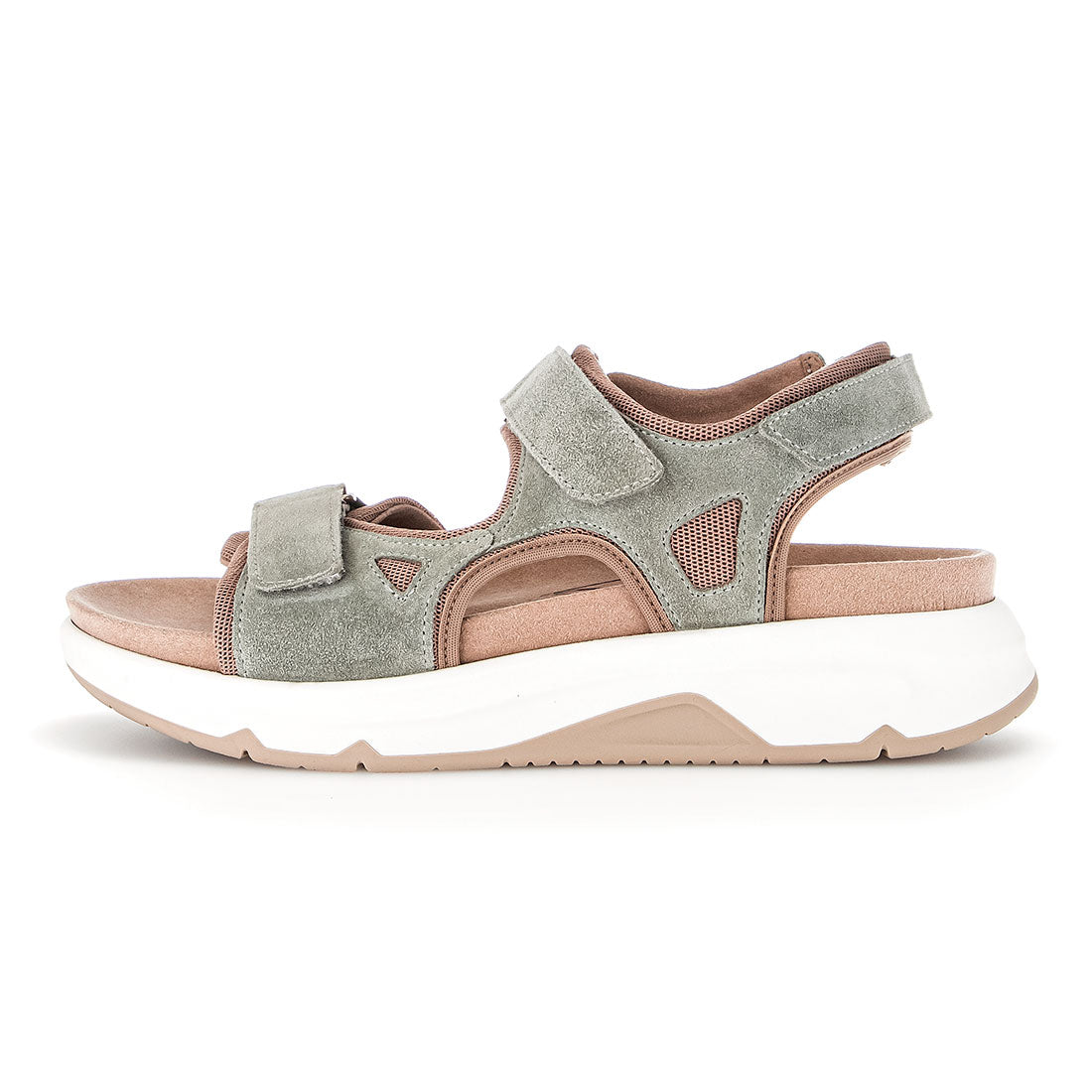 ROLLINGSOFT Light green suede sandal with Velcro,