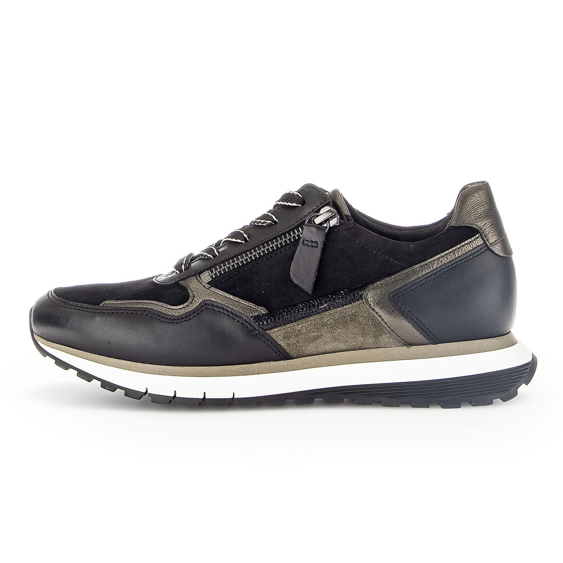 GABOR Black leather/suede sneaker,