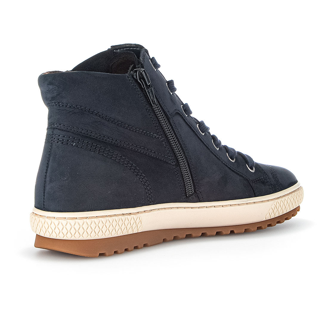 GABOR Blue nubuck high sneaker lace + zipper,