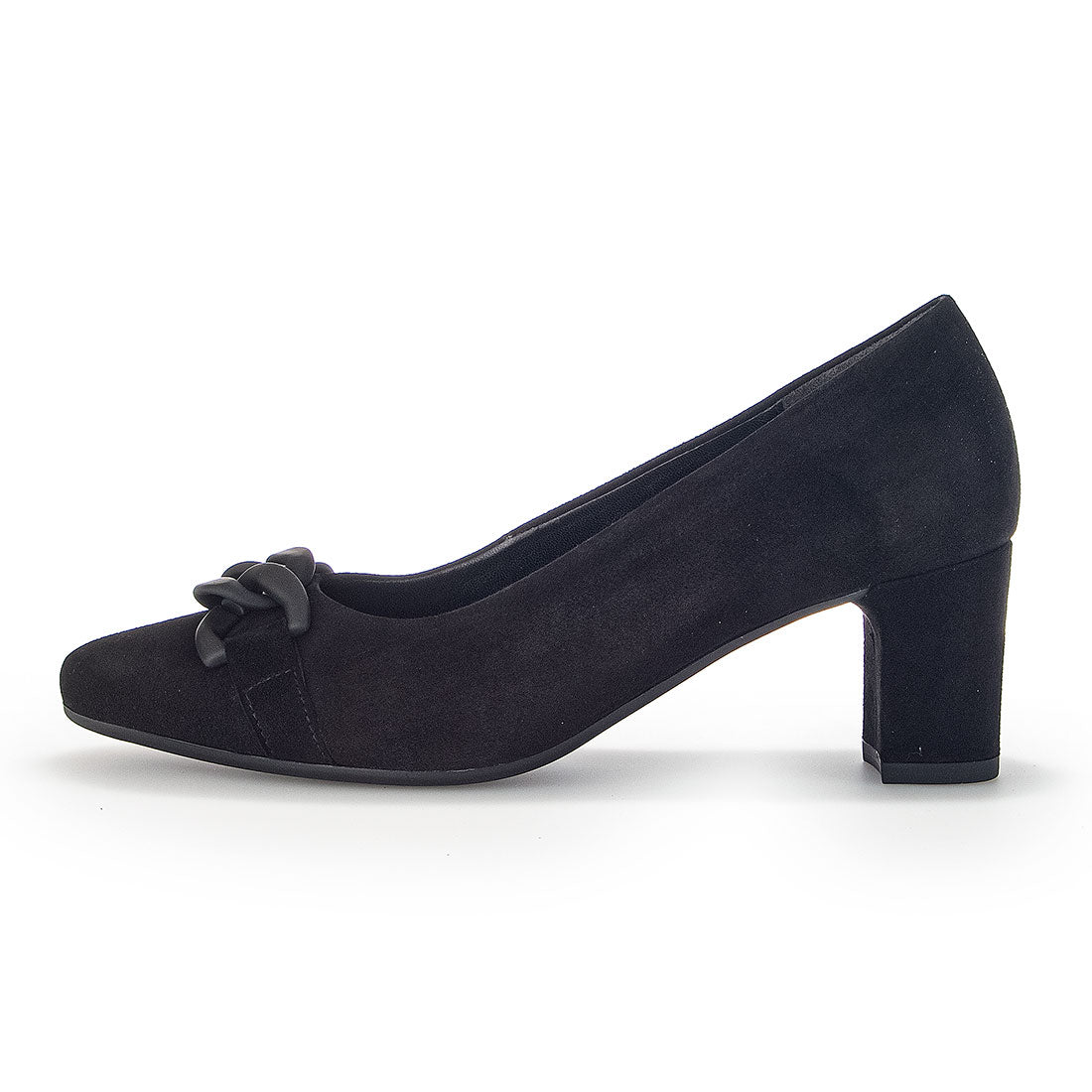 GABOR Black suede pump with matte heel,