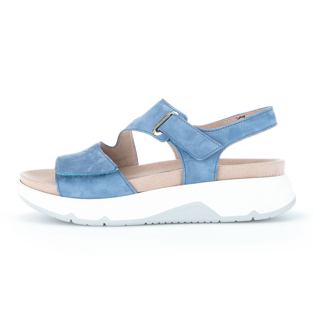 ROLLINGSOFT sky blue nubuck sandal with velcro,