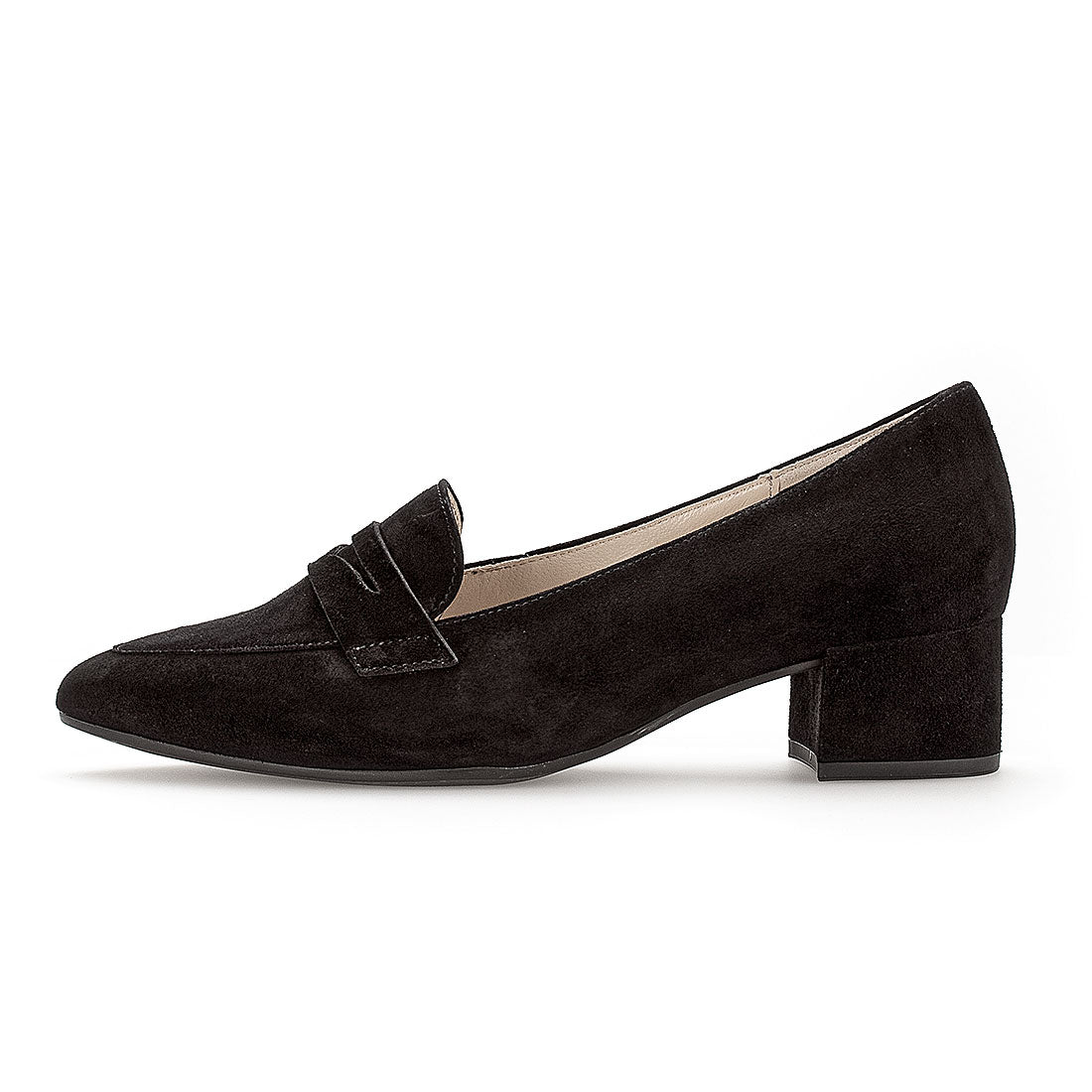 GABOR Black suede loafer with heel,