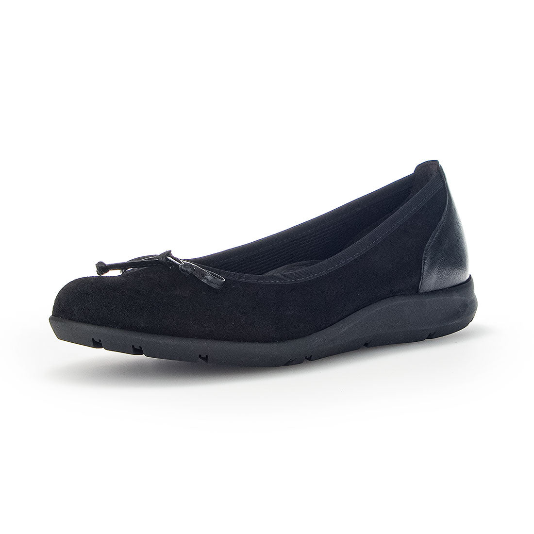 GABOR Black suede ballerina with fur,