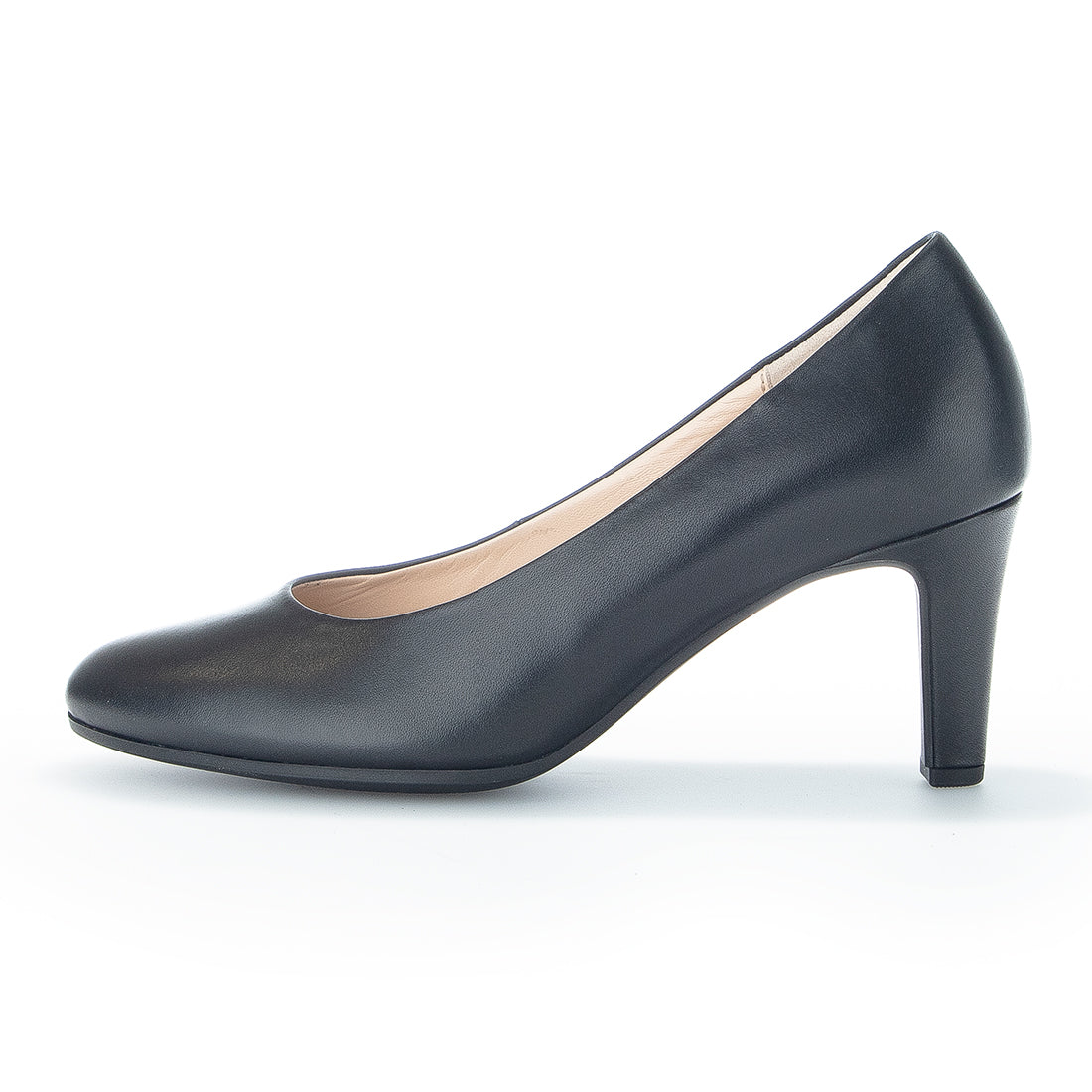 GABOR Black leather pump with 6 cm heel,