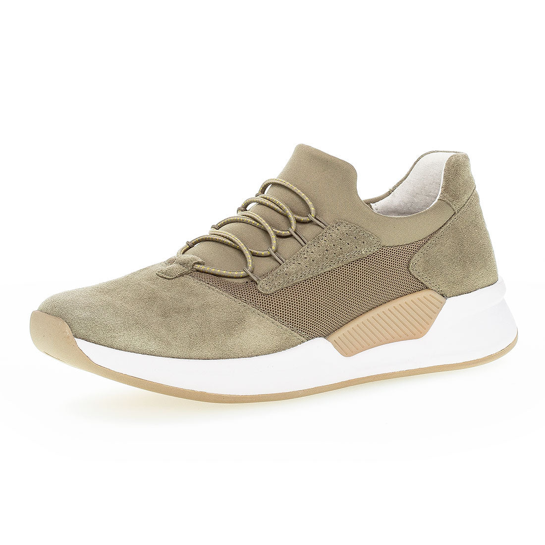 ROLLINGSOFT Sage green suede sneaker with elastic,