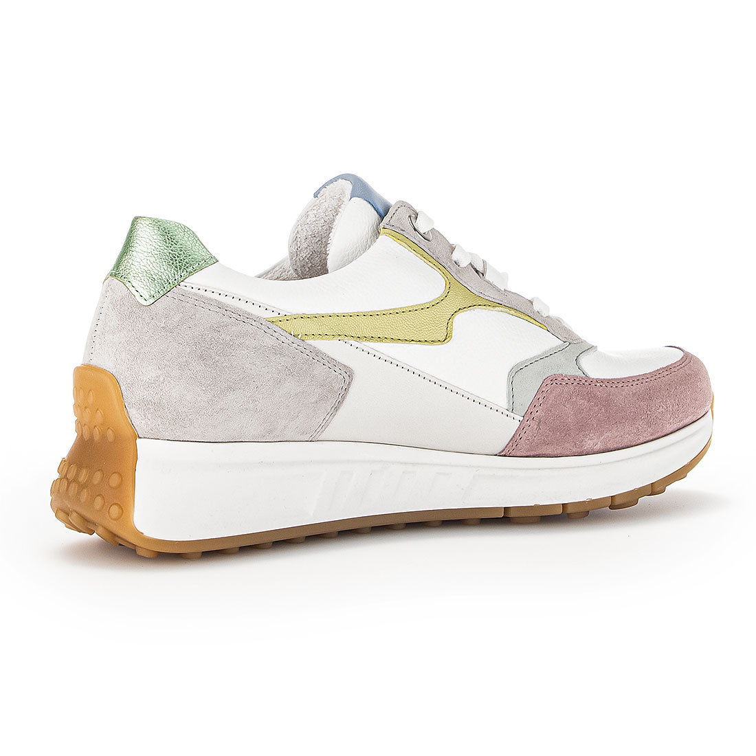 GABOR White leather with pink, grey, lime details,