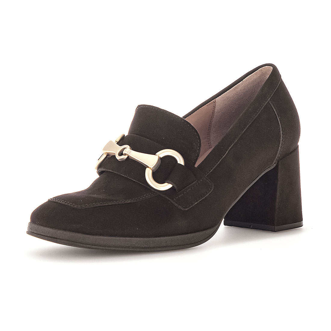 GABOR Chocolate suede with gold bit,