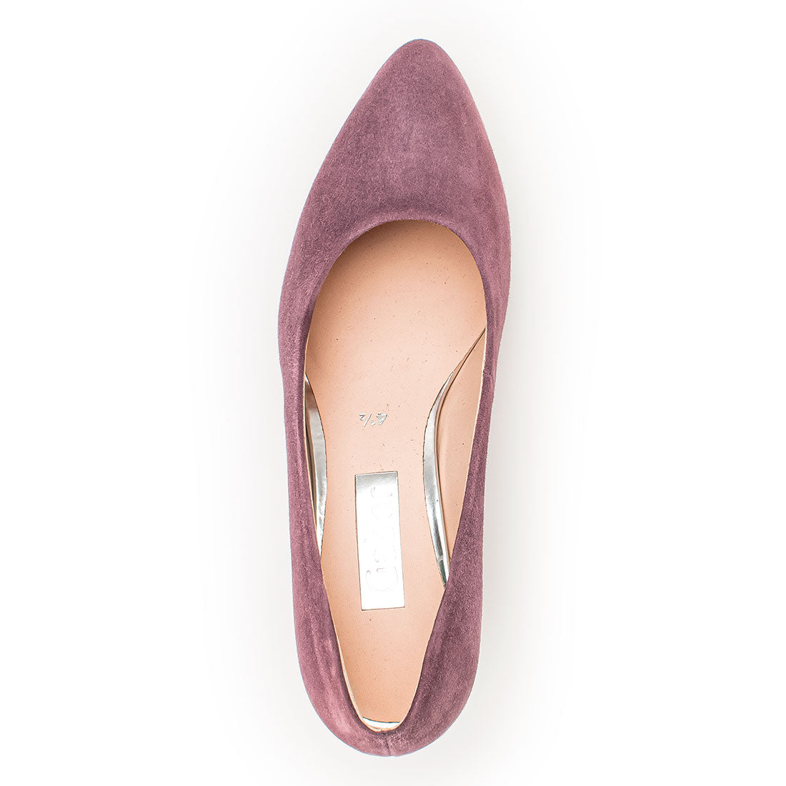 GABOR Lavender suede pump with pointed toe,