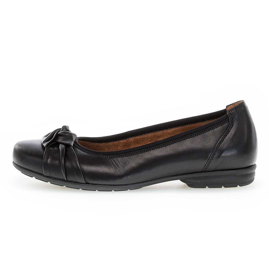 GABOR Black leather ballerina with knot,