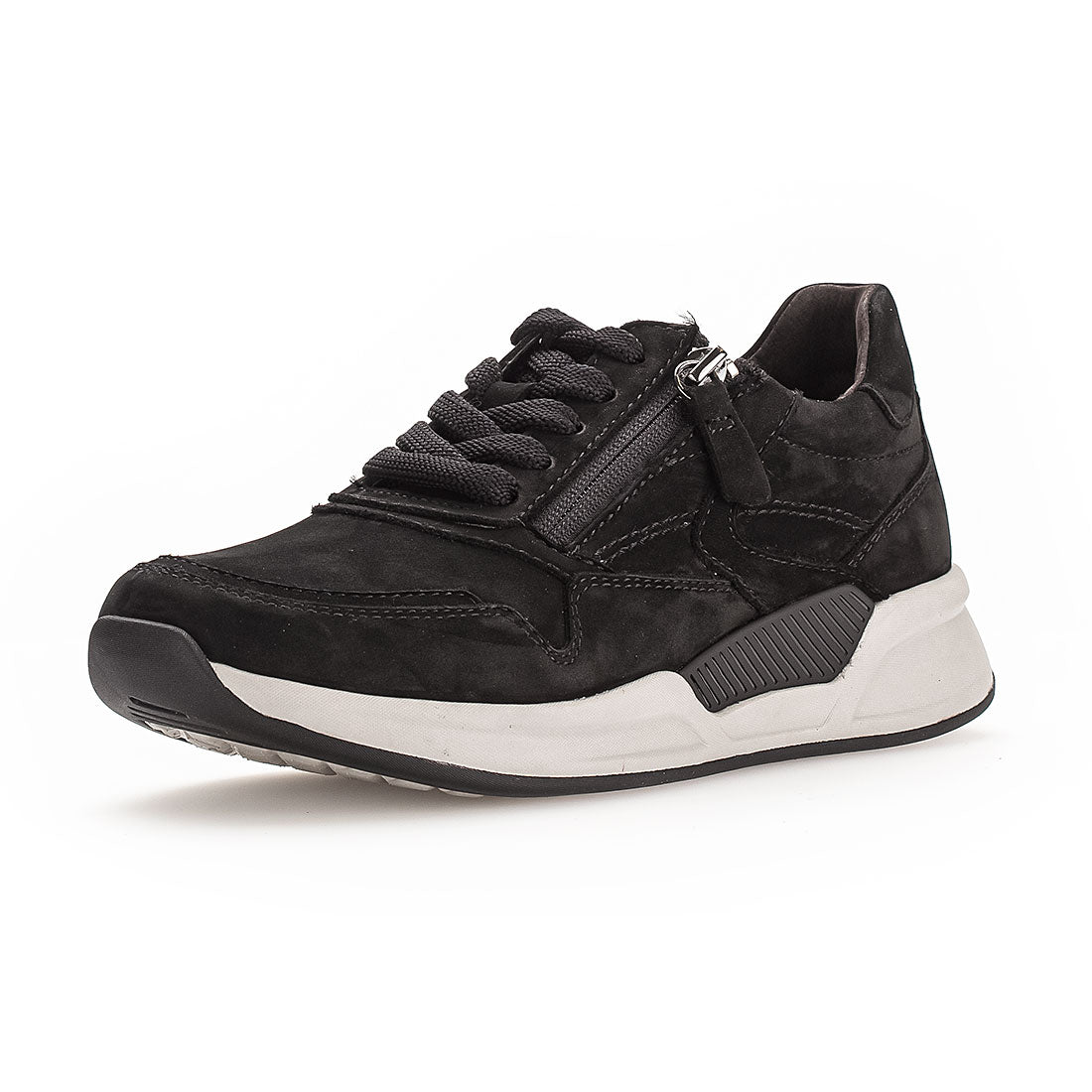 ROLLINGSOFT Black nubuck sneaker with 1 zip,