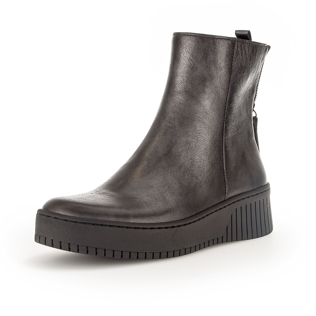 GABOR anthracite leather boot with zipper,