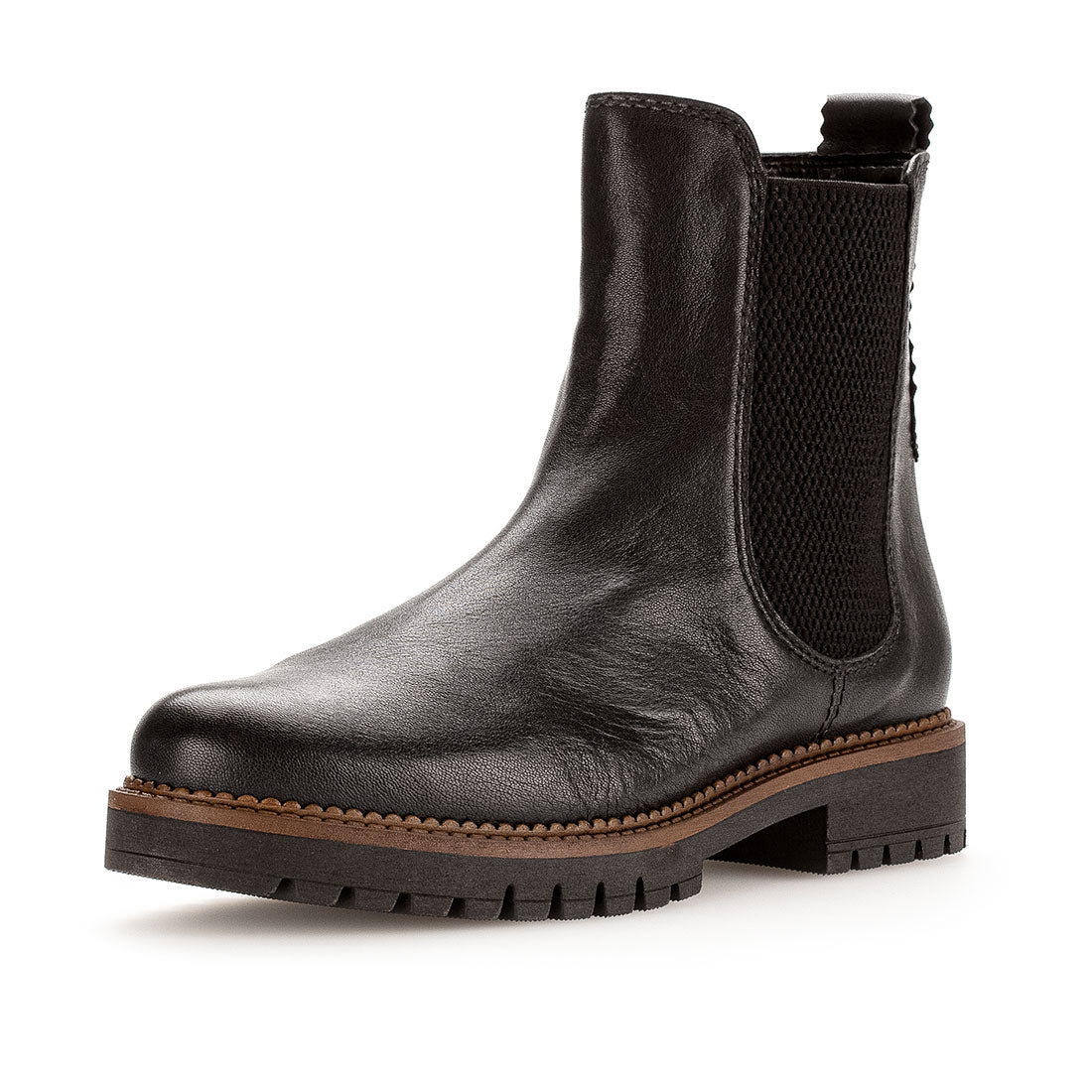 GABOR Black leather boot with width H,