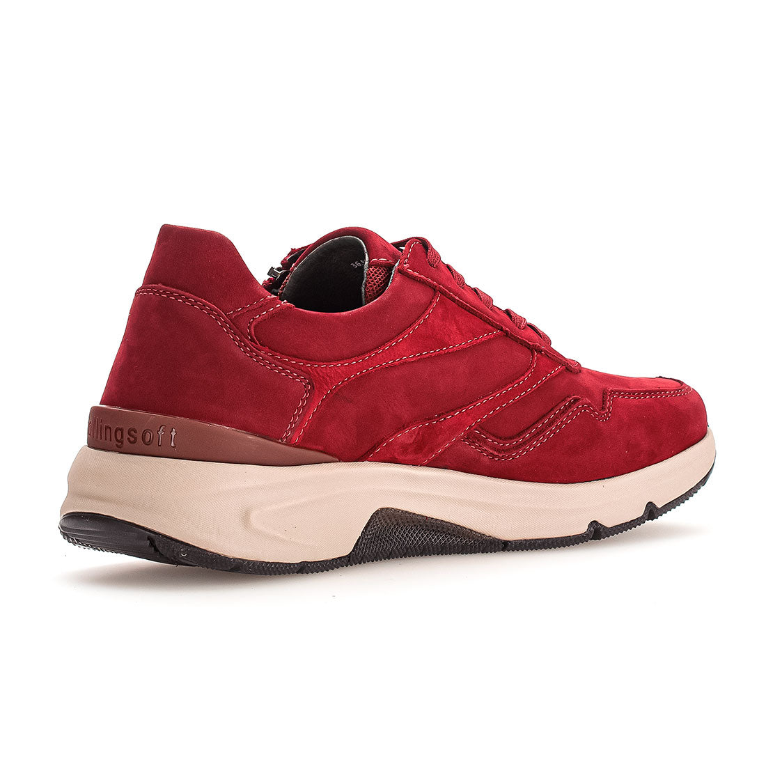 ROLLINGSOFT Dark red nubuck sneaker with 1 zip,