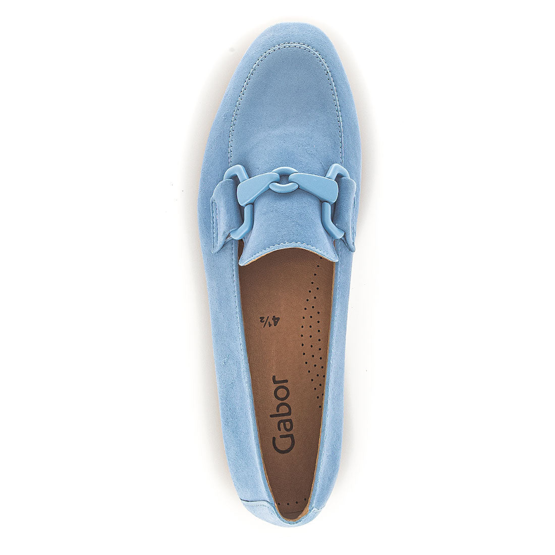 GABOR sky blue suede loafer with buckle,
