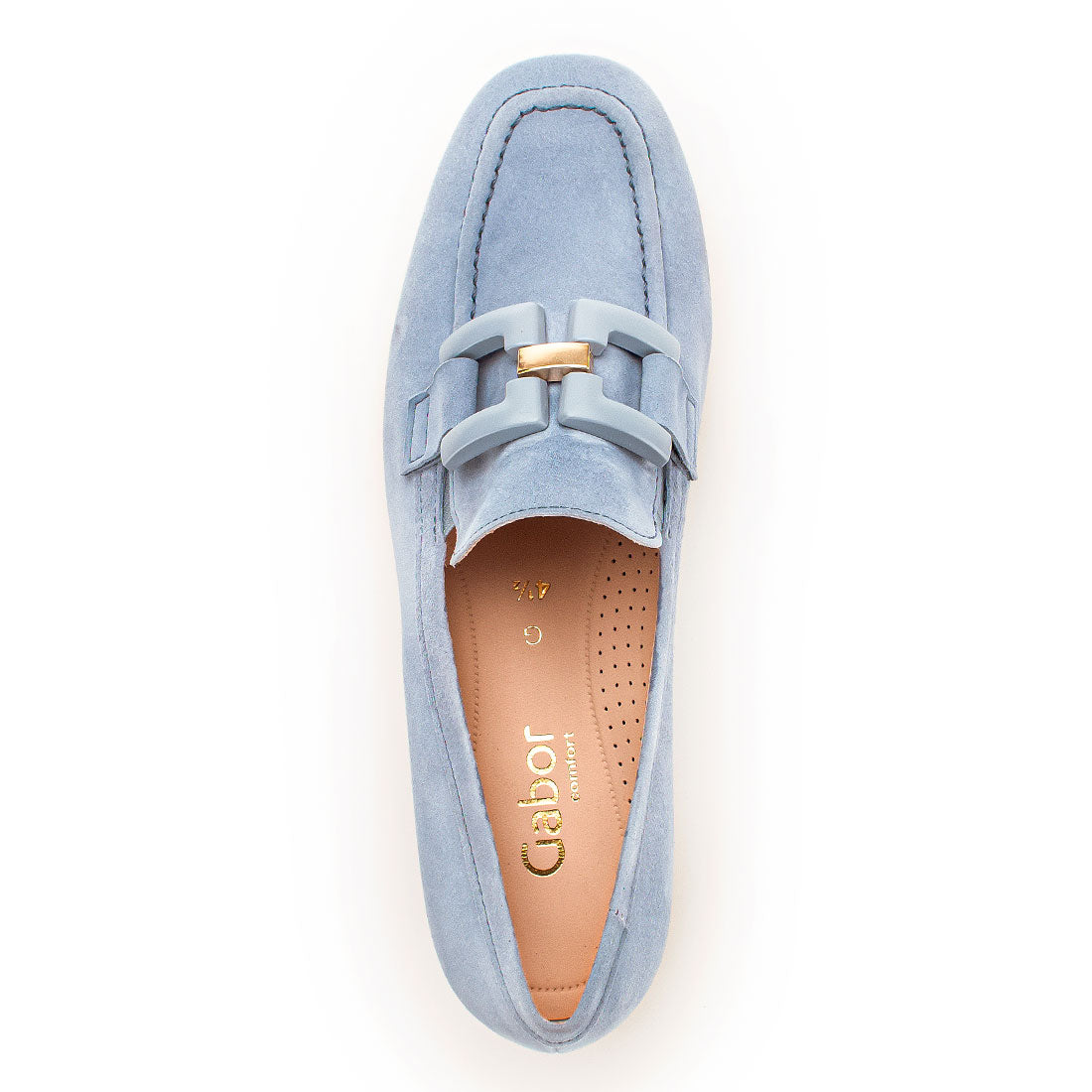 GABOR Light blue suede loafer with buckle,