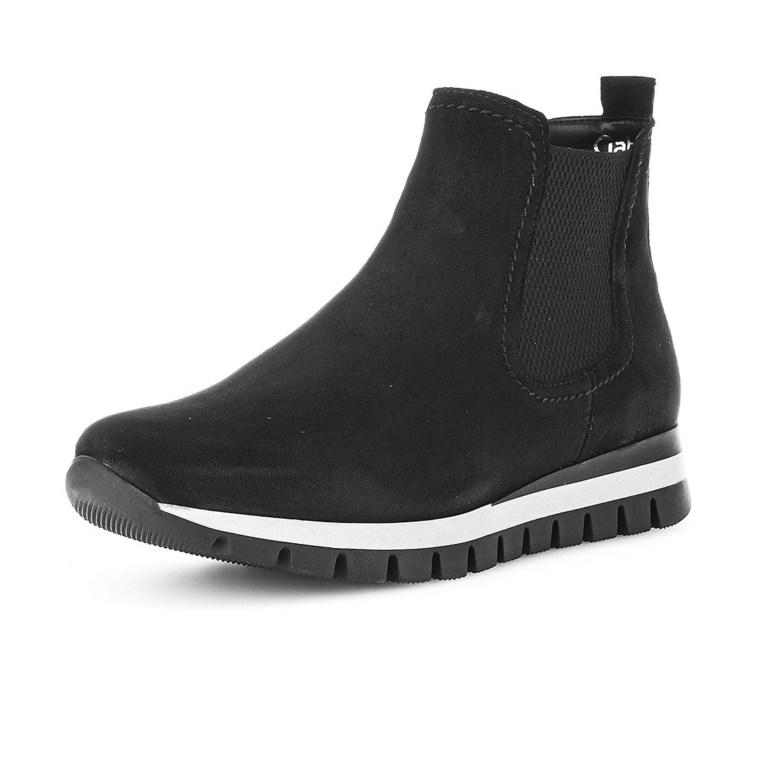 GABOR Black suede boot elastic + zipper,