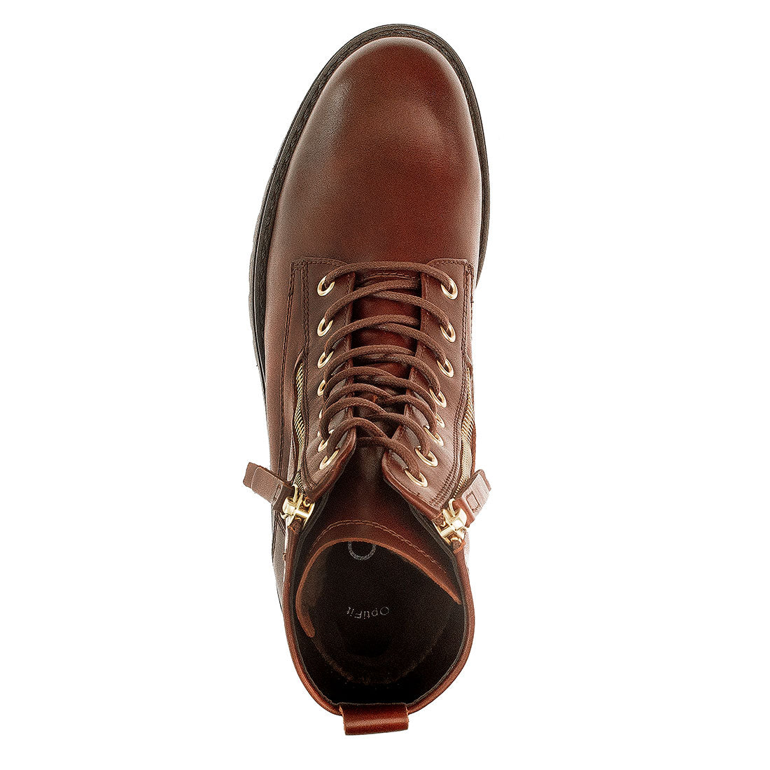 GABOR Brown leather boot with lace + zipper,