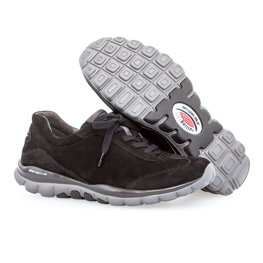 ROLLINGSOFT Black nubuck oil sneakers with laces,